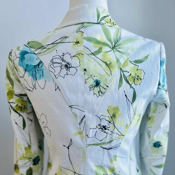 Vintage Simon Chang White Botanical Tailored Jacket with Sculpted Seams – US 4P - Picture 7 of 14